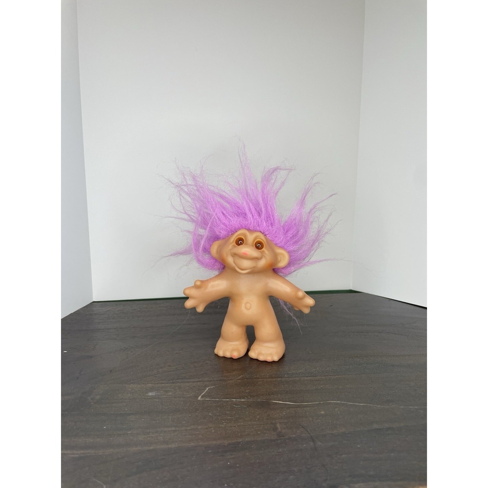Vintage Troll Doll DAM Norfin 1986 Purple Lavender Hair 5" Tall